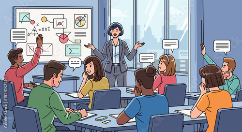 Woman Leading Business Meeting with Colleagues.