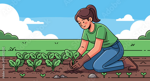 Woman Planting Seedlings in Garden Soil 2.