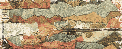 Vintage Style Relief Brick Wall with Urban Street Art Graffiti Rough Texture. Grunge Background. Aged Concrete Wall with Painted Lines and Images.