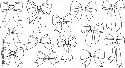 Elegant  Ribbon Bows Collection in Outline Style
