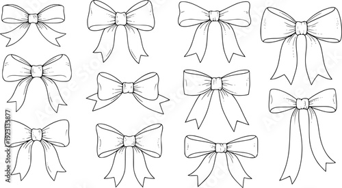 Elegant  Ribbon Bows Collection in Outline Style

