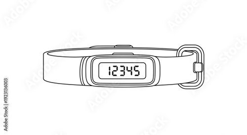 Fitness Tracker Band with Digital Display Showing Steps