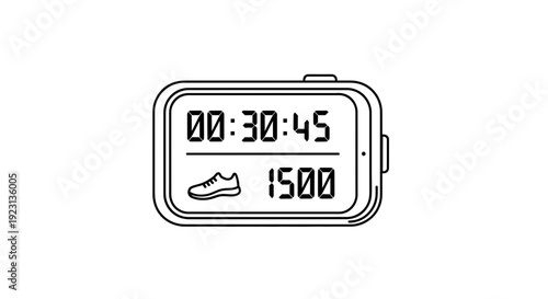 Fitness Tracker Showing Time, Steps, and Running Icon