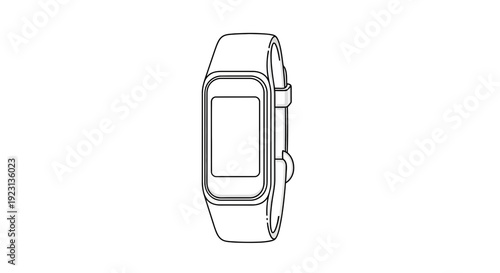 Fitness Tracker Watch Line Art Icon, Wearable Technology, Digital Health Monitor