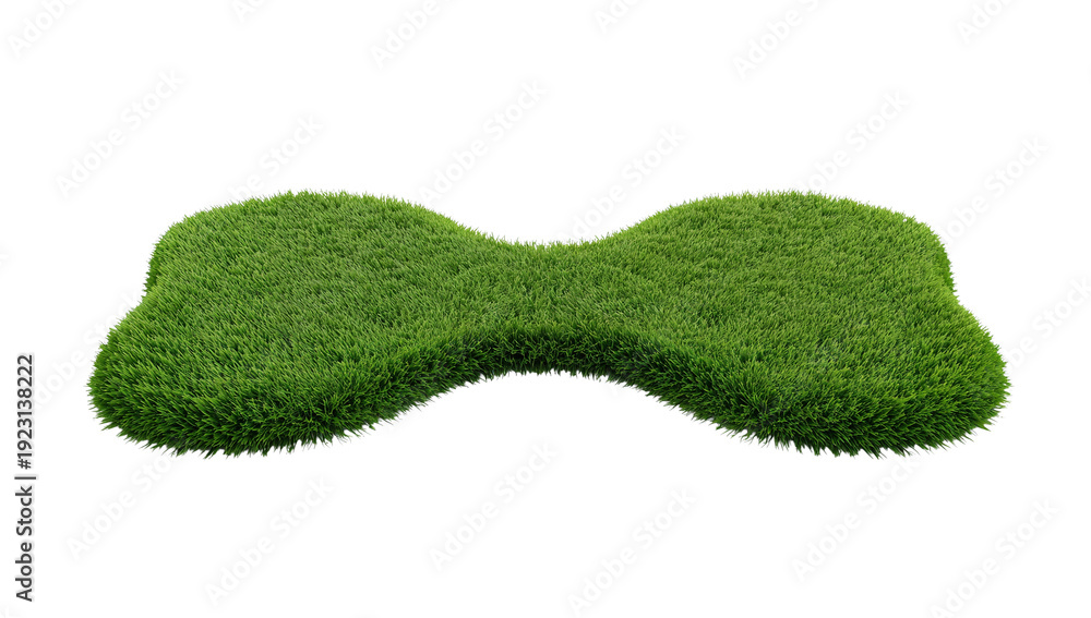 Fototapeta premium Dog Bone Shaped Grass Patch Isolated on White Background