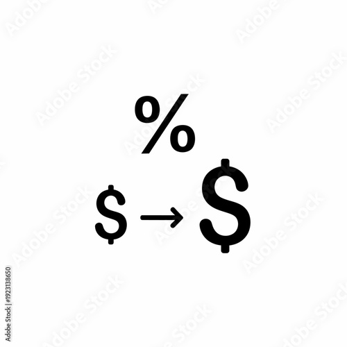 Conceptual financial icon representing the transformation of percentage to dollar amount