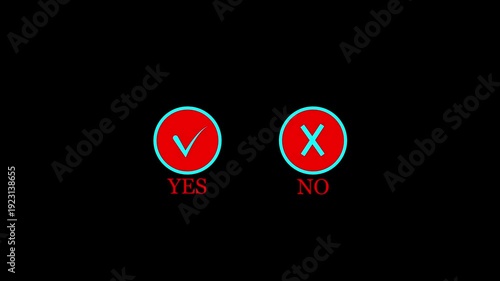 Red  Yes and No Choice Icons with Check Mark and Cross Symbol on Abstract Background