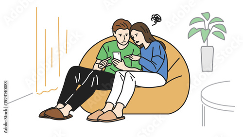 スマホで困っているカップル