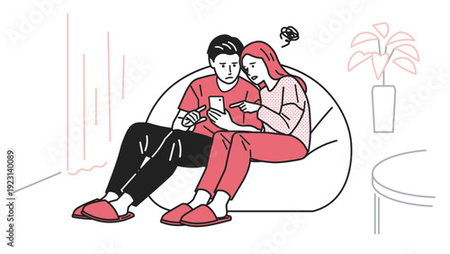 スマホで困っているカップル