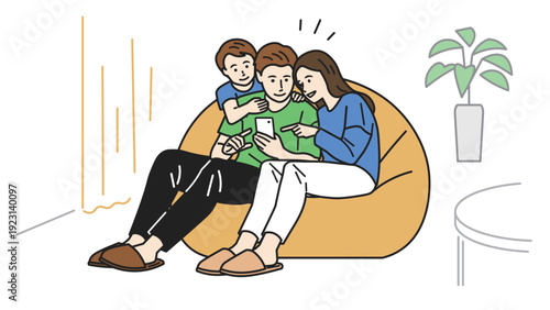 スマホを操作している家族