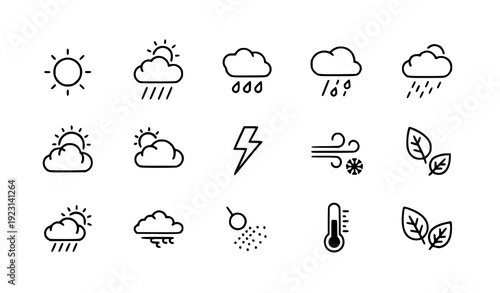 Modern filled weather condition icon set vector isolated on transparent background