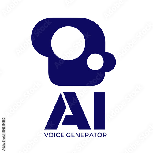 Ai voice generator logo with blue robot and text