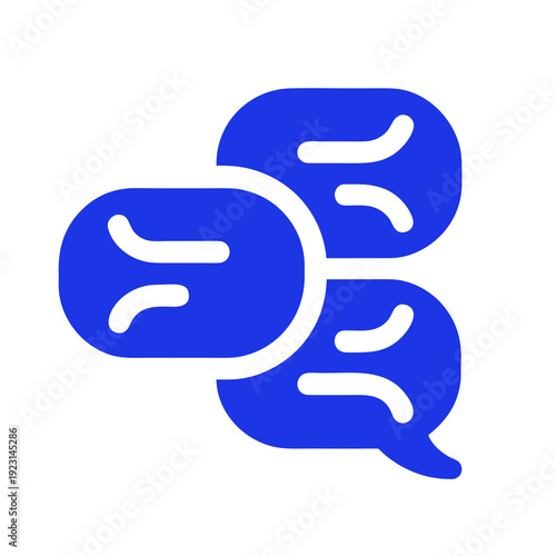 A blue icon of two chat bubbles overlapping