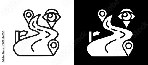 Vision Roadmap Whiteblack icon