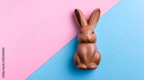 Easter holiday ethics awareness graphic, chocolate bunny emphasis, animal welfare communication visual