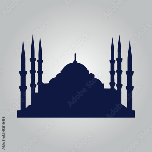 mosque in istanbul and minaret dome islamic silhouette 