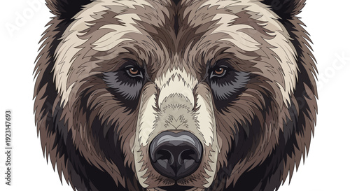 Stunning brown bear illustration with detailed fur texture