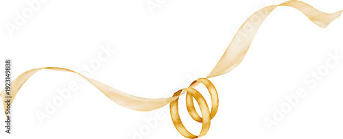 Golden rings on ribbon watercolor