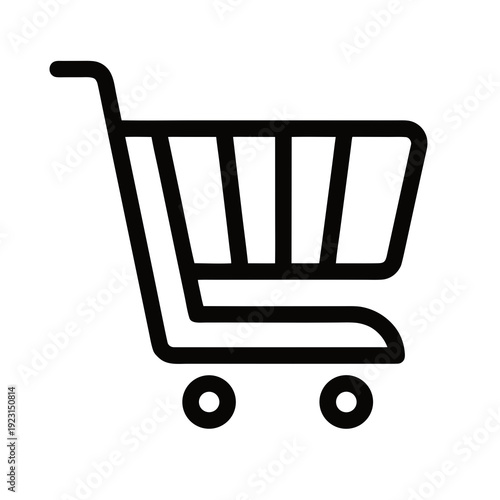 A simple shopping cart icon on a white background