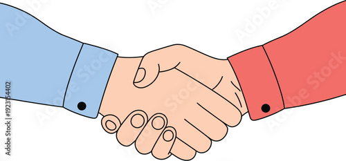 Handshake illustration symbol of agreement and partnership, business deal cooperation trust contract teamwork and collaboration concept vector design.