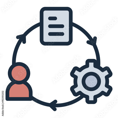 work process filled line icon. circular task flow. system routine. business method