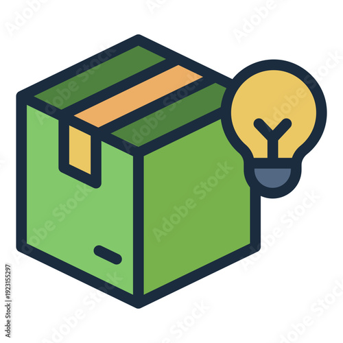 product innovation filled line icon. package idea launch. creative development. business growth