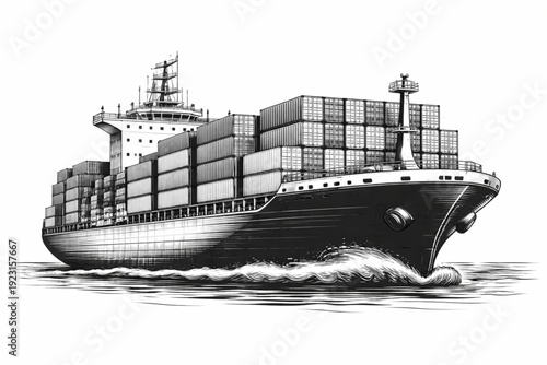 Massive container ship in motion