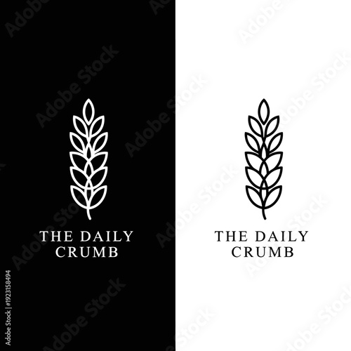 Minimalist Wheat Stalk Logo Design for The Daily Crumb Bakery.