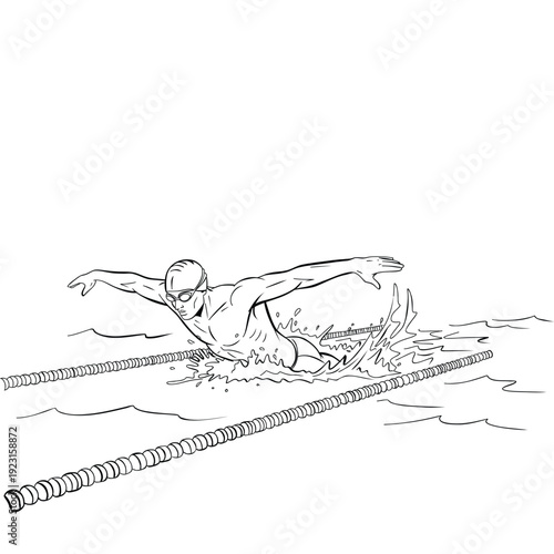 Butterfly Swimmer Powerfully Cutting Through Water