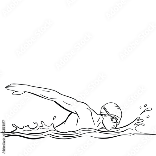 Freestyle Swimmer Cutting Through Water