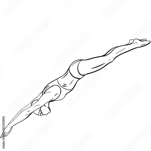 Athletic Diver Extending Body Into Water