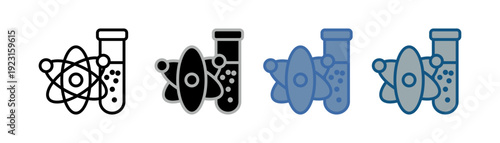 
Science icon set multiple style collection with lab tube and particle design