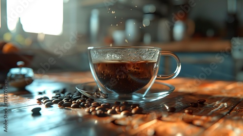 A photo of freshly brewed coffee in a clear