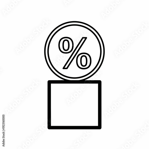 Percentage symbol atop a square, abstract design. It could represent discounts, taxes, or financial concepts.