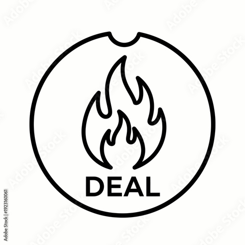 Hot deal fire icon representing deal