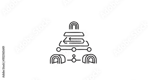 Abstract representation of a hierarchical structure with circular arrows.