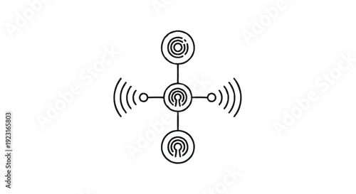 Abstract Network Connection Symbol with Wireless Signals.