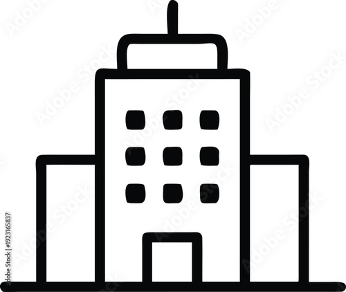 Corporate building structure icon illustrating company headquarters and commercial property