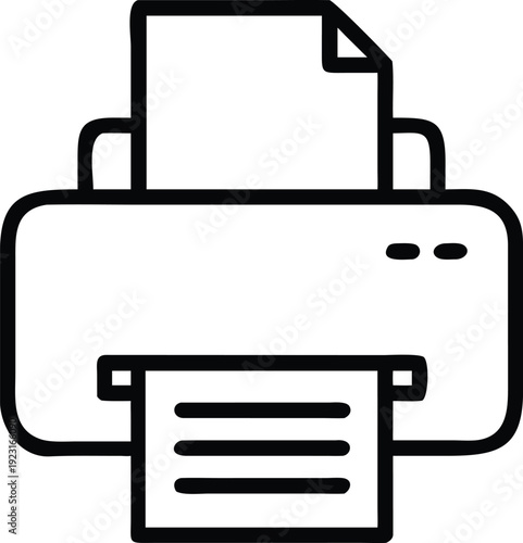Inkjet printer machine icon with paper sheet for office paperwork and professional output