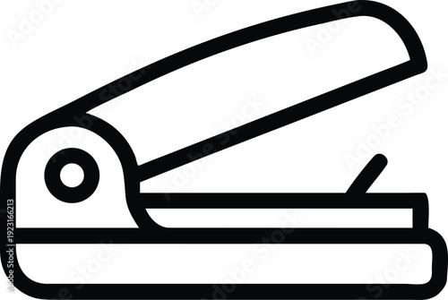 Hole puncher office supply icon vector illustration in black and white line art style tool