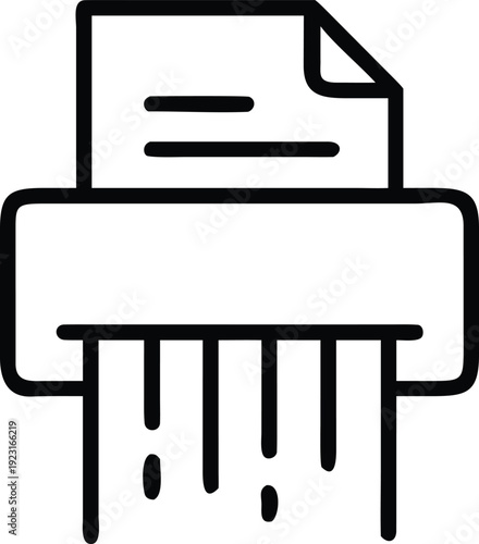 Paper shredder machine icon for document destruction and data privacy security protection