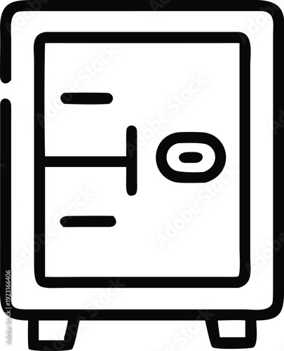 Metal safe box icon for bank storage and protection of valuable assets or money currency