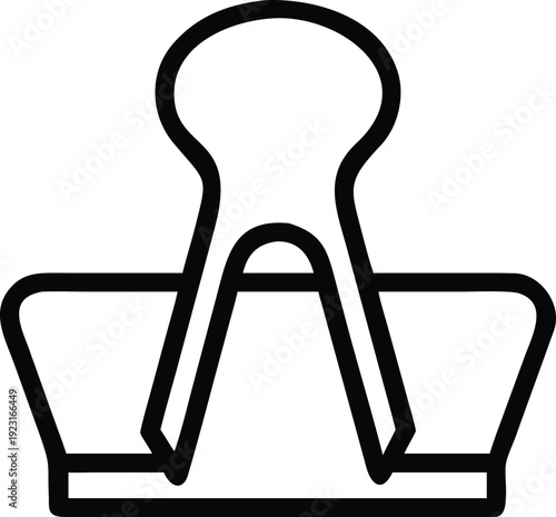 Binder clip icon in outline style isolated on white background for office document supply