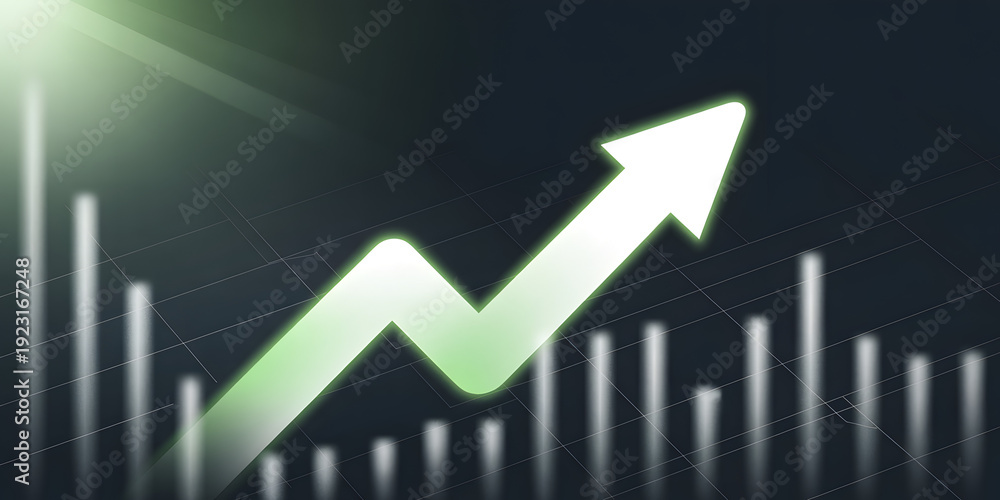 Obraz premium Green Arrow Graph Illustration Showing Upward Trend and Financial Growth