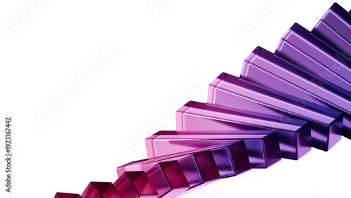 Spiral glass staircase in purple and pink gradient, abstract success and ambition concept, 3D illustration