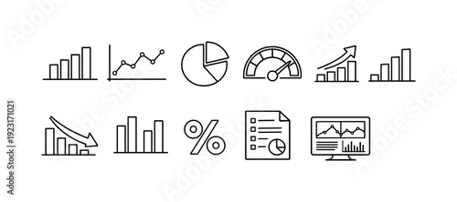 Business and finance flat icon set. Financial management icons for professional use