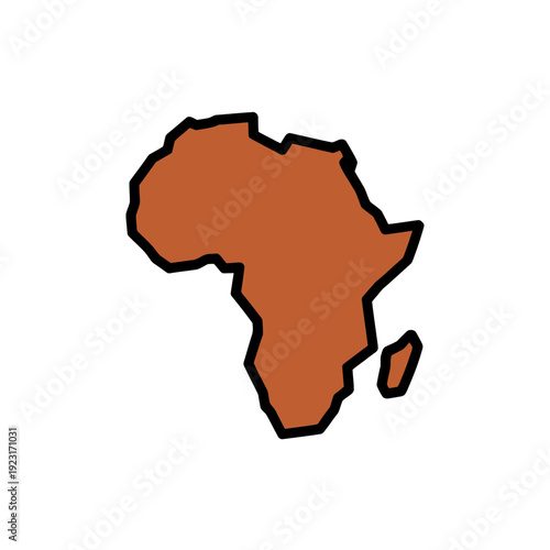 A minimalist vector graphic illustration of the African continent in a solid color