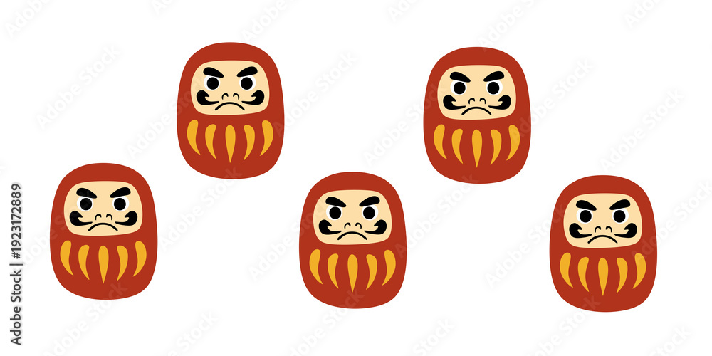 Obraz premium Daruma Doll Illustration Japanese Traditional Culture Decoration