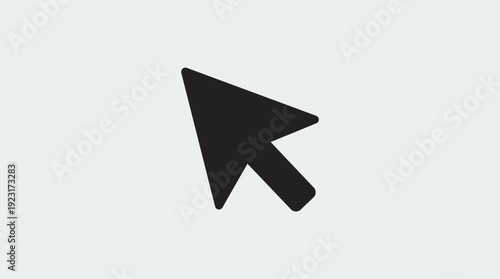 Minimalist black computer mouse cursor arrow icon isolated on a clean white background, ideal for website navigation interface, digital software application and internet marketing