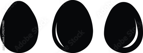 Modern black egg shape symbols minimal flat icon set vector illustration
